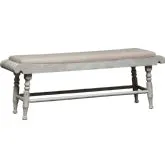 Whitney Bench in Weathered Gray & linen