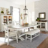 Whitney 6-Piece Trestle Dining Set in Weathered Gray