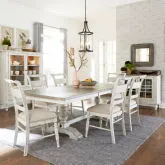 Whitney 7-Piece Trestle Dining Set in Weathered Gray