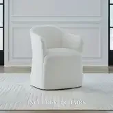731 Accent Dining Chair with Casters in Ivory Fabric (Set of 4)