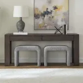 Cascade Falls 3-Piece Console Set in Espresso Wood & Gray Boucle Fabric