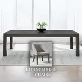 Cascade Falls 5-Piece Dining Set in Satin Espresso Wood & Gray Fabric