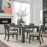 Cascade Falls 5-Piece Dining Set in Satin Espresso Wood & Gray Fabric