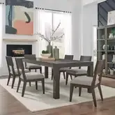 Cascade Falls 7-Piece Dining Set in Satin Espresso Wood & Gray Fabric