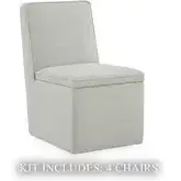 Accent Storage Dining Chairs with Casters in Cloud White Fabric (Set of 4)