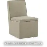 Accent Storage Dining Chairs with Casters in Sand Fabric (Set of 4)
