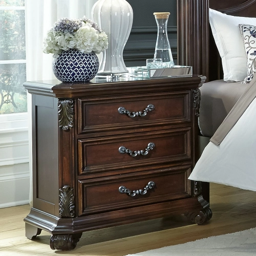 Messina Estates 3-Drawer Nightstand in Distressed Cognac