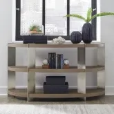 Harlow Sofa Table in Sandstone Wood & Satin Nickel