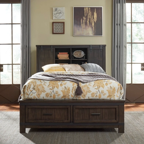 Thornwood Hills King Bookcase Bed in Rustic Gray