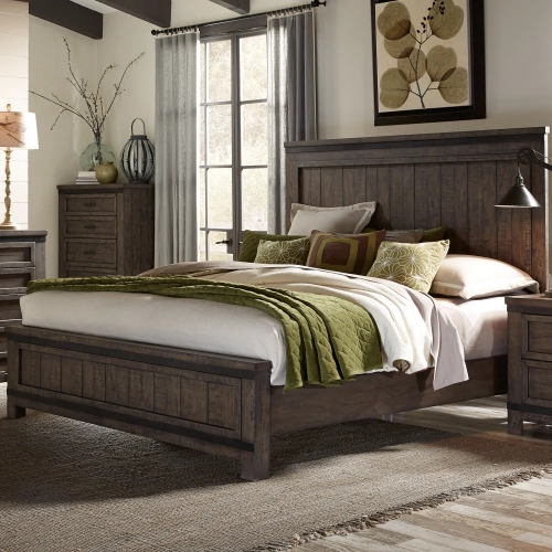 Thornwood Hills King Panel Bed in Rustic Gray