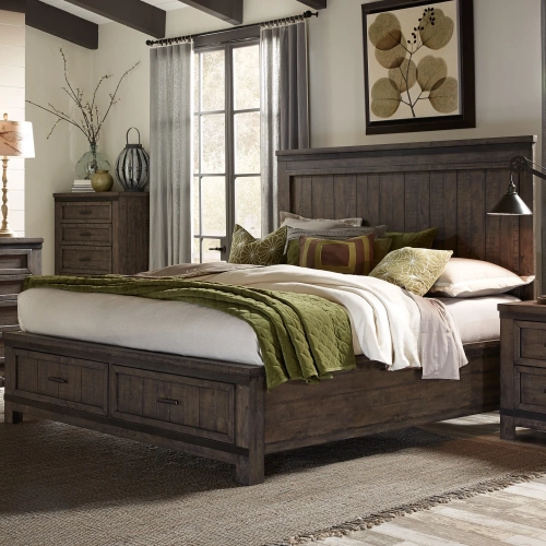 Thornwood Hills King Storage Bed in Rustic Gray