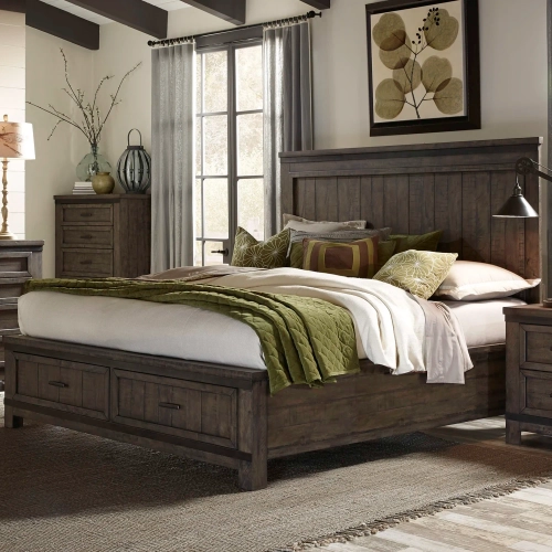 Thornwood Hills Queen Storage Bed in Rustic Gray