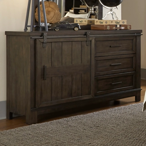 Thornwood Hills Barn Door Dresser in Distressed Gray