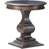 Providence Park Round End Table in Chateau Brown Wood & Blue Stone