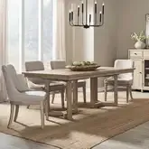 Proximity Place 5-Piece Double Pedestal Dining Set in Buff Wood & Barley Fabric