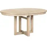 Proximity Place 48" Round to 60" Oval Pedestal Dining Table in Buff Wood