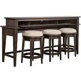 Mill Creek 4-Piece Set in Peppercorn Brown Wood & Cream Linen
