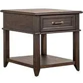 Mill Creek Drawer End Table in Peppercorn Brown Wood
