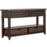 Mill Creek 2-Drawer Sofa Table in Peppercorn Brown Wood