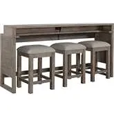 Bartlett Field 4-Piece Console Table Set in Taupe Wood & Oatmeal Fabric