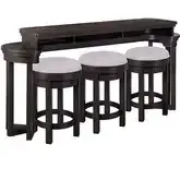 Weston 4-Piece Set in Console Bar Set in Brown Wood & Taupe Fabric