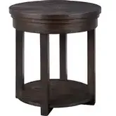 Weston Round End Table in Distressed Peppercorn Brown Wood