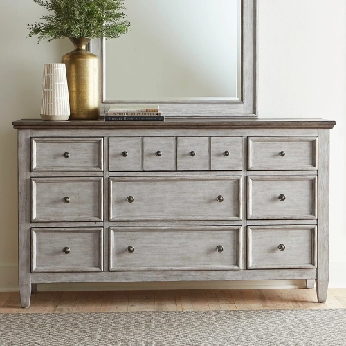 Heartland 9-Drawer Dresser in Antique White & Tobacco