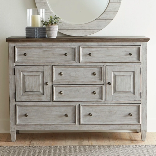 Heartland 6-Drawer Dresser in Antique White & Tobacco