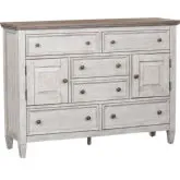 Heartland 6-Drawer Dresser in Antique White & Tobacco