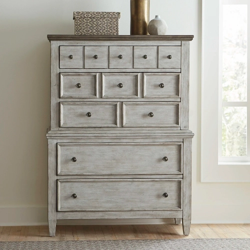 Heartland 5-Drawer Chest in Antique White & Tobacco