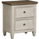 Heartland Nightstand with Charging in Antique White & Tobacco