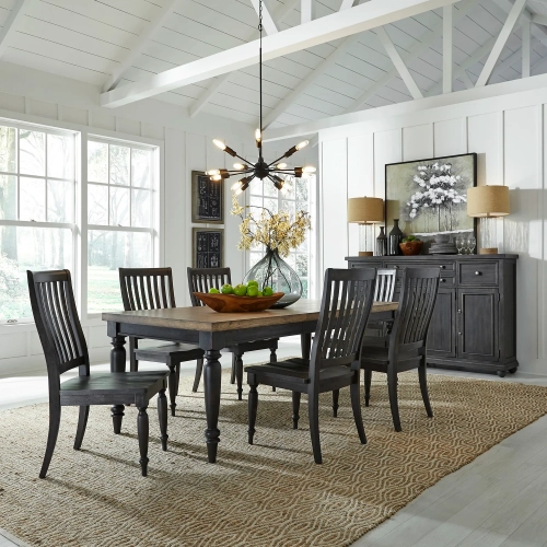 Harvest Home 7-Piece Dining Set in Chalkboard Wood