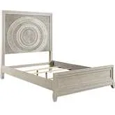 Belmar Queen Panel Bed in Washed Taupe & Silver Champagne