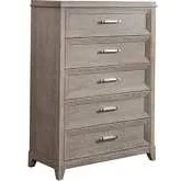 Belmar 5-Drawer Chest in Washed Taupe & Silver Champagne
