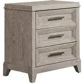 Belmar 3-Drawer Nightstand in Washed Taupe & Silver Champagne