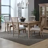 Haven Hills 5-Piece Dining Set in Beige Wood & Sand Fabric