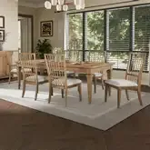 Haven Hills 7-Piece Dining Set in Beige Wood & Sand Fabric