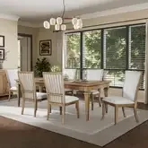 Haven Hills 7-Piece Dining Set in Beige Wood & Sand Fabric
