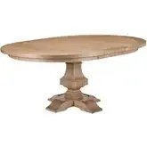 Haven Hills 52" Round to 72" Oval Pedestal Dining Table in Beige Wood