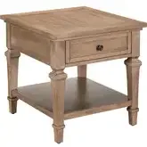 Haven Hills End Table in Camel Beige Brown Wood