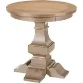 Haven Hills Round End Table in Camel Beige Brown Wood
