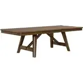 Carolina Park 102" Extension Trestle Dining Table in Amber Brown Wood