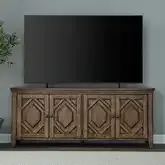 Carolina Park 78" TV Stand Console in Amber Brown Wood