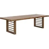 Shaker Lakes 106" Extension Double Pedestal Table in Harvest Brown Wood