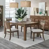 Shaker Lakes 5-Piece Dining Set in Wood & Taupe Fabric