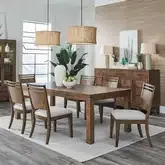 Shaker Lakes 7-Piece Dining Set in Wood & Taupe Fabric