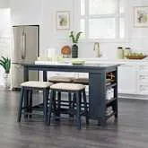 Brook Creek 5-Piece Counter Dining Set in Navy Blue & Fabric