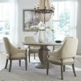 Westfield 5-Piece Pedestal Dining Set in Brown Wood & Sand Fabric