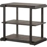 Modern View Tiered End Table in Distressed Gray Wood & Metal