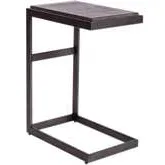 Modern View Laptop Table in Distressed Gray Wood & Metal